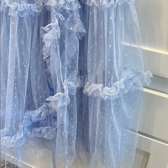 Elegant Blue Ruffled Prom Dress - Picture 5 of 13